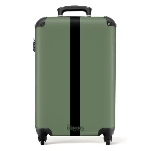 Minimal - Grijsgroen met zwarte streep NBS - Handbagage koffer - Unisex middel -productfoto_recht