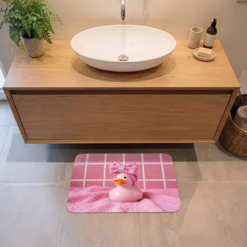 Badeend -Strik - Roze Badmat klein -sfeer1