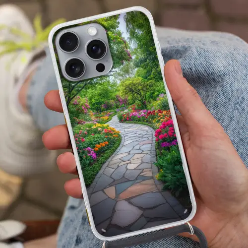 Park - Bloemen - Tuin Hoesje iPhone 16 Pro Max met koord klein -sfeer3