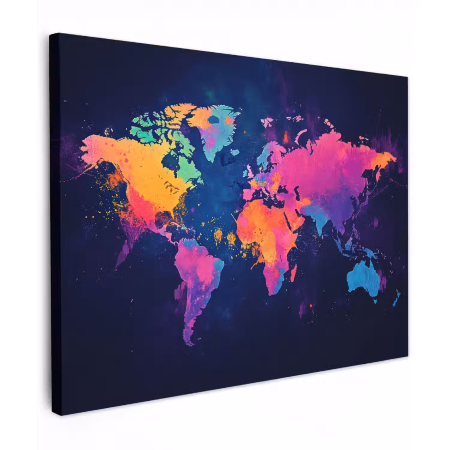 Leinwandbild - Weltkarte - Bunt - Graffiti