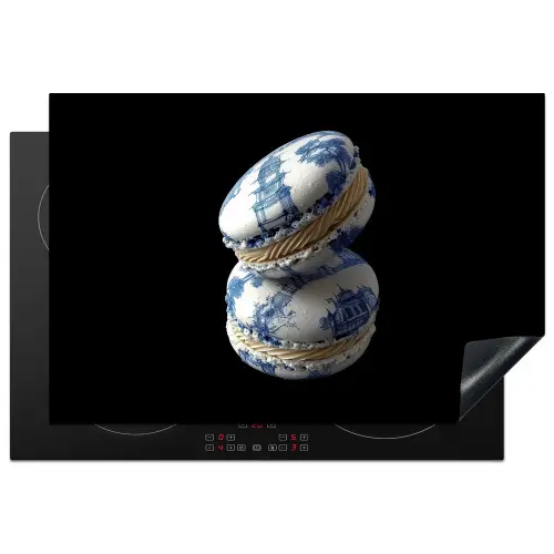 Eten - Macarons - Delfts blauw - Koekjes Inductie beschermer vinyl 3mm klein -3d