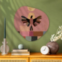 Illustratie - Vogel - Vlakken - Kleurrijk Wandcirkel Organisch Aluminium middel -sfeer2