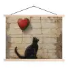 Street art - Kat - Ballon - Graffiti - Banksy textielposter latten blank klein -3d