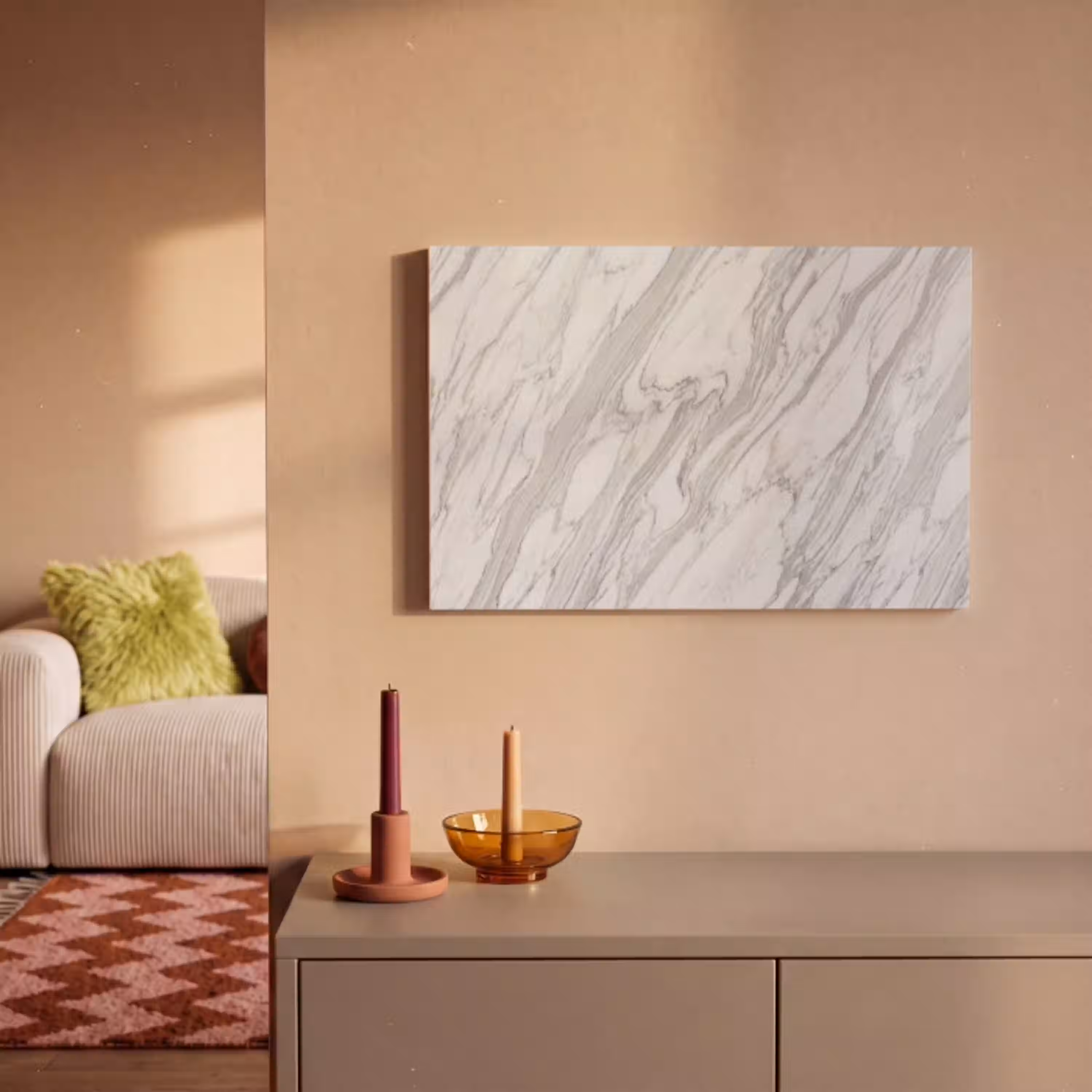 Marmer - Wit - Grijs - Structuur - Modern canvas 2cm klein -sfeer1