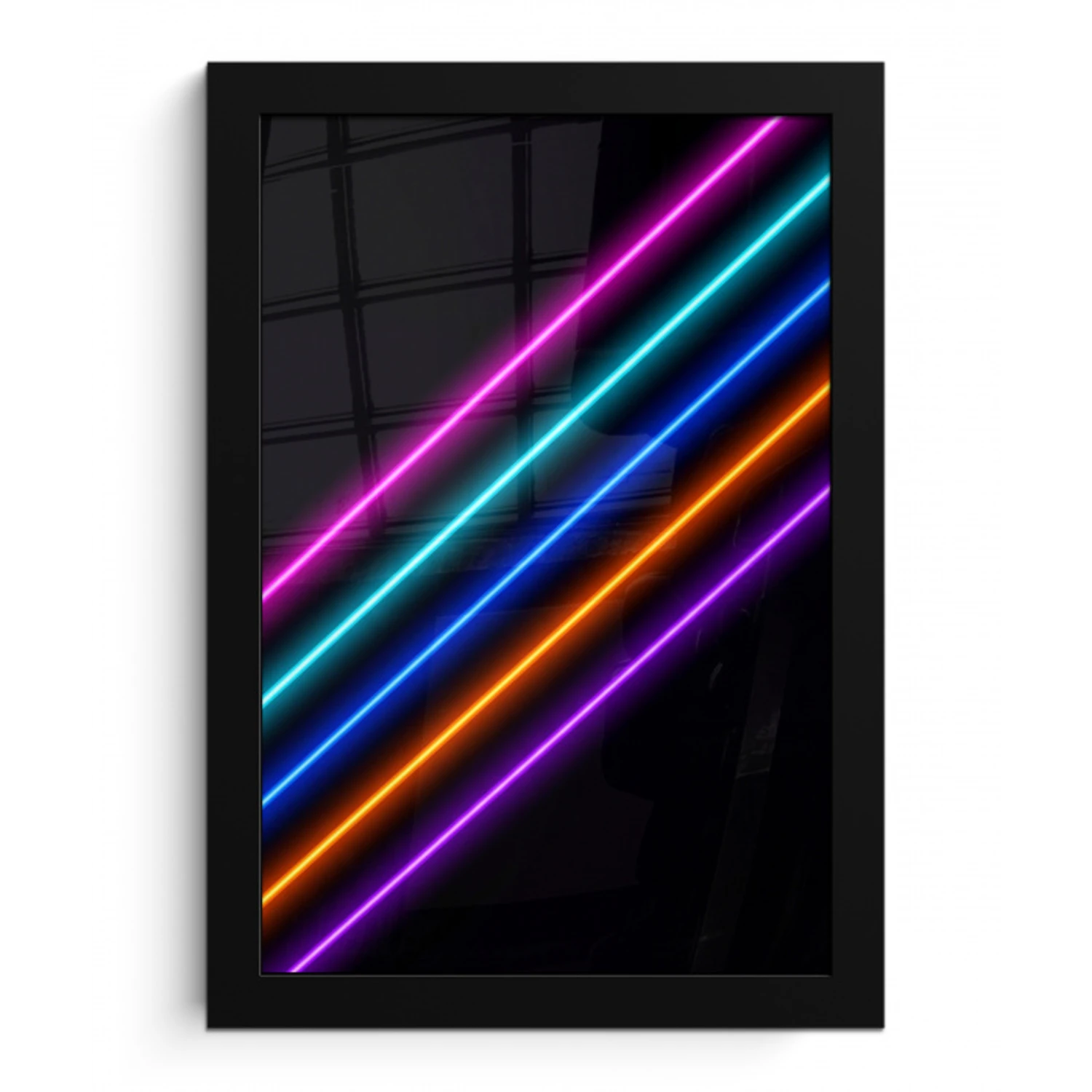 Esthetiek - Retro - Neon fotolijst zwart zonder passe partout klein -3d