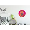 Tijger - Kimono - Planten - Roze Wandcirkel aluminium klein -kinderkamer
