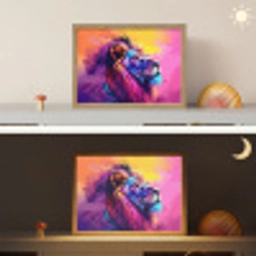 Leeuw - Verf- Kleuren - Dier Light Box met batterij (Wandlamp kind) middel -sfeer3_kind