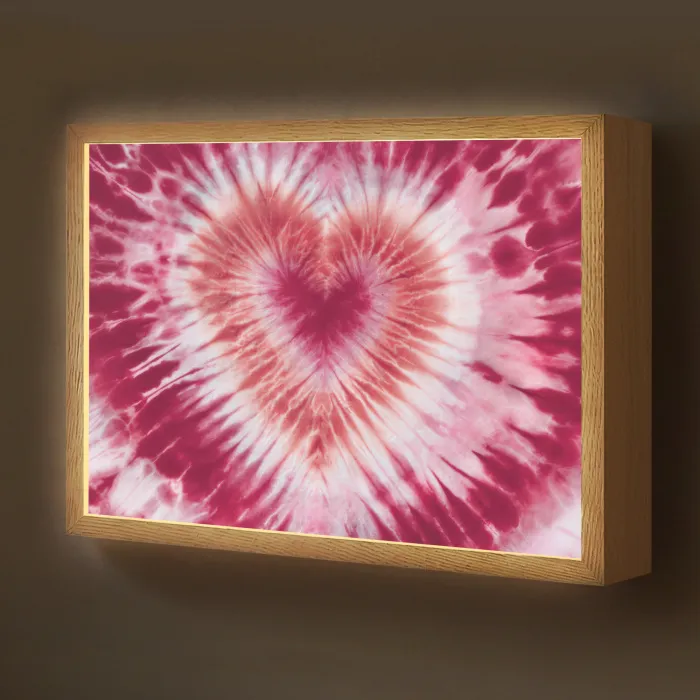 Hartvorm - Roze - Tie dye Light Box met batterij (Wandlamp kind) middel -z3d_website