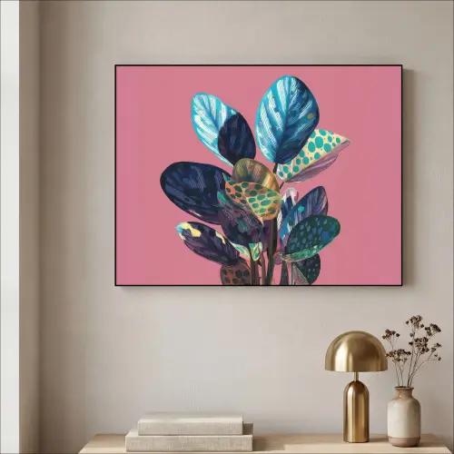 Plant - Bladeren - Stippen - Abstract Textielframe zwart klein -sfeer2