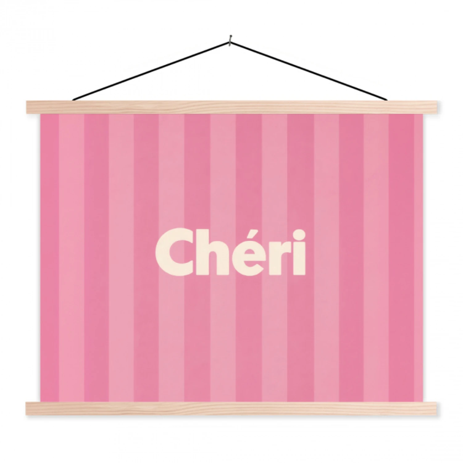 Gestreept - Roze - Chéri textielposter latten blank klein -3d