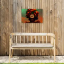 Vrouw - Frambozen - Bladeren Tuinposter op houten frame 2 cm dik klein -sfeer4