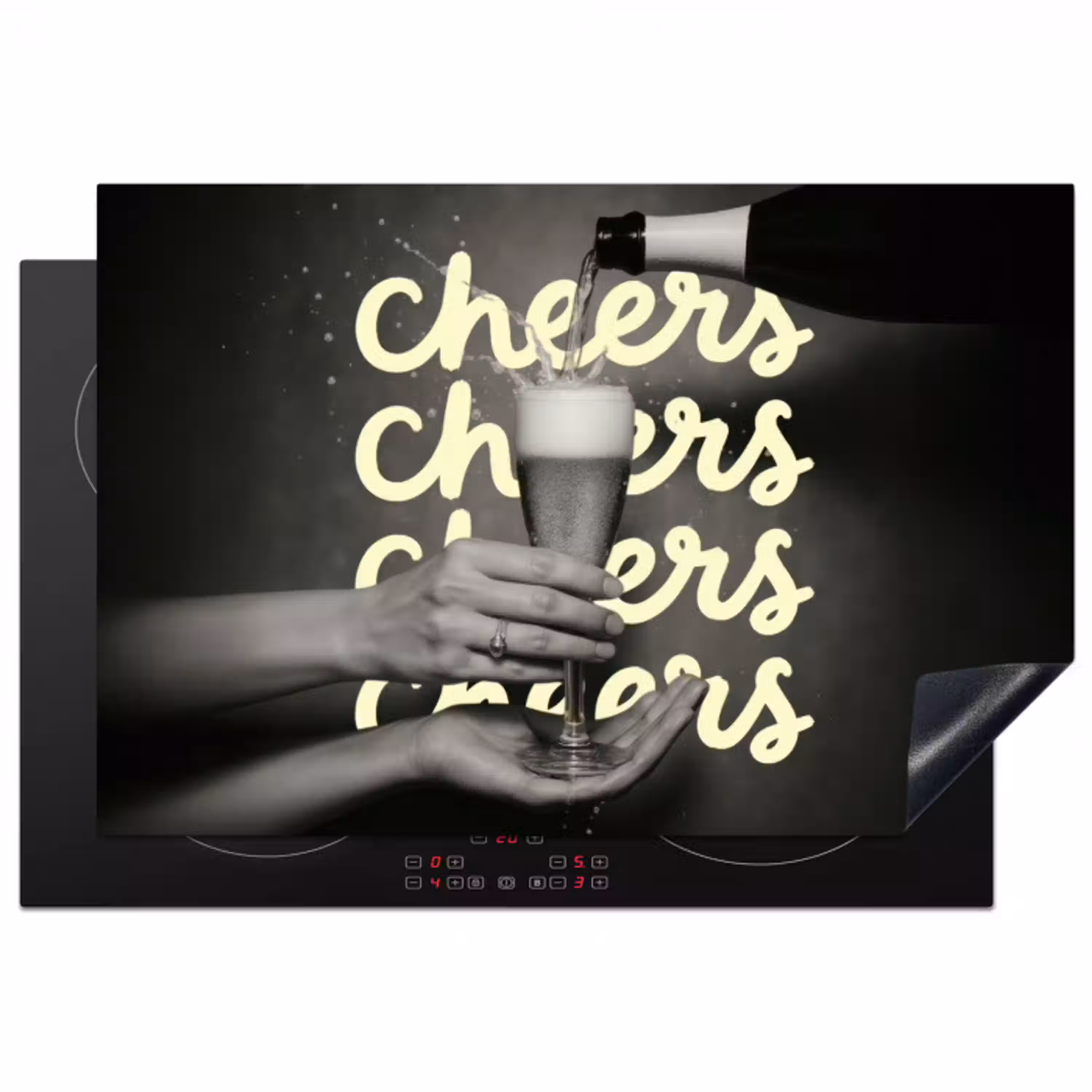 Cheers - Wijn - Zwart - Wit Inductie beschermer vinyl 3mm klein -3d