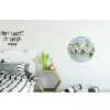 Bloesem - Bladeren - Lichtblauw Wandcirkel aluminium klein -kinderkamer