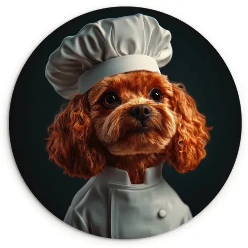 Bruin - Kok - Hondje Wandcirkel kunststof plaat 5mm dik klein -3d