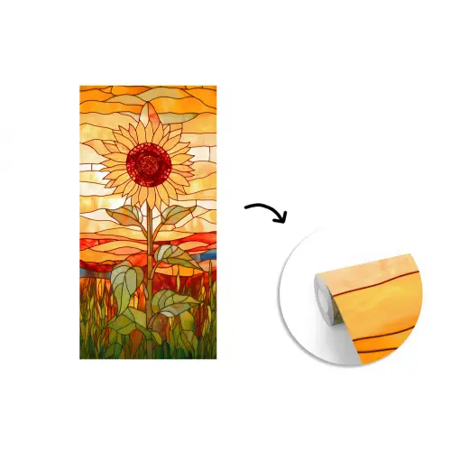 Zonnebloem - Mozaïek - Zonsondergang - Geel fotobehang vinyl groot -3d