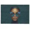 Vrouw - Vlinder - Bril - Blauw - Modern - Portret Deurmat klein -zkaufland3d