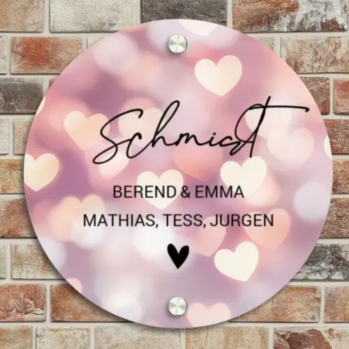 Hartvormige gloed - Sierlijk Naambord Rond klein -sfeer2