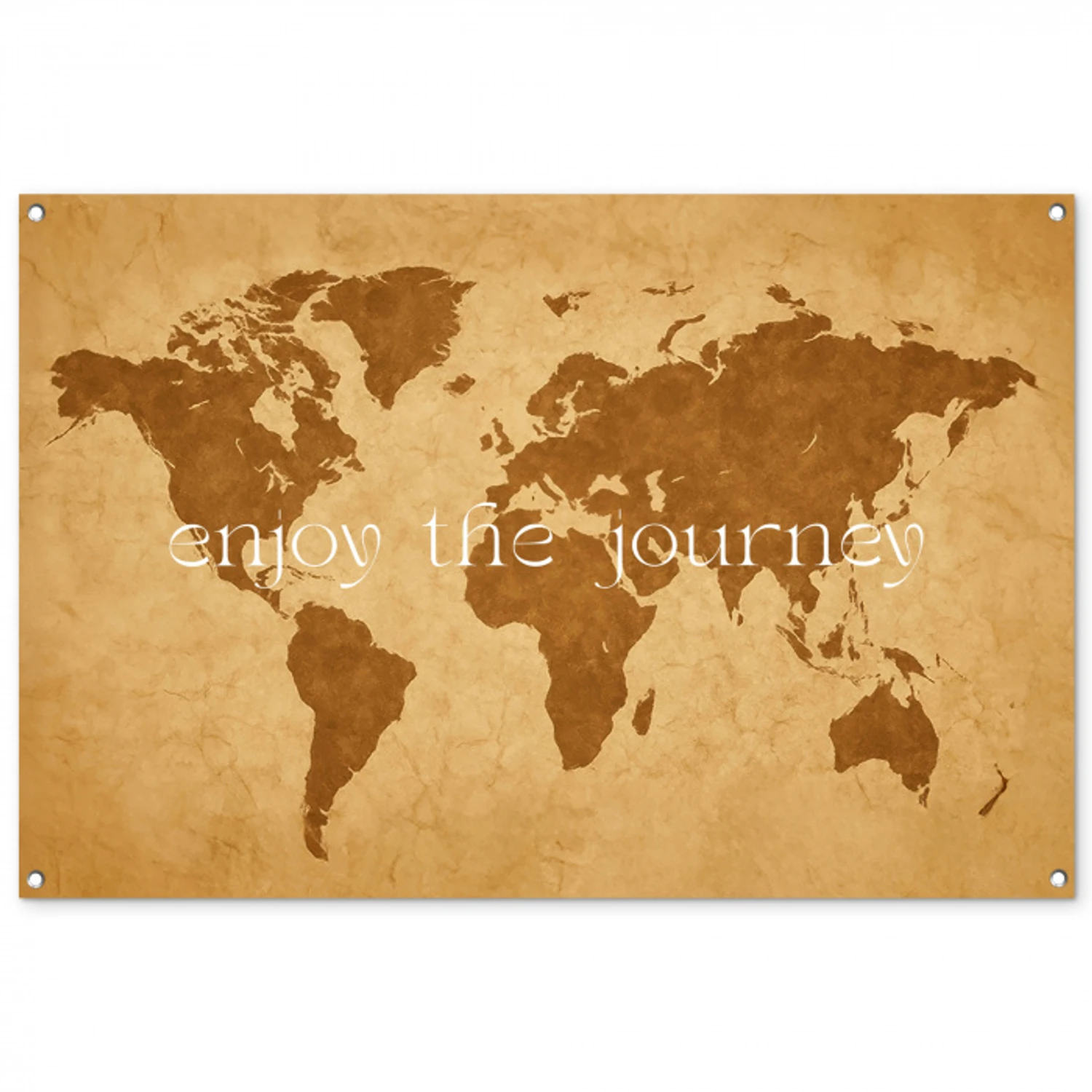 Beige - Papierstructuur - Wereldkaart tuinposter los doek groot -3d