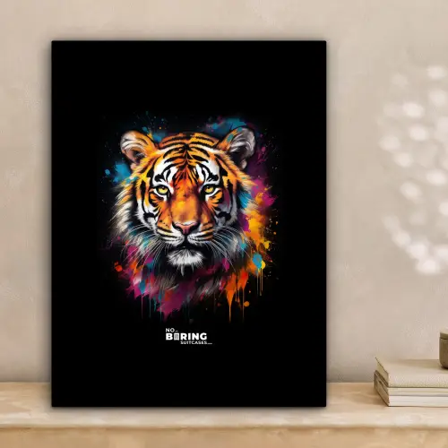 Tijger als street art kunstwerk canvas 2cm klein -sfeer1