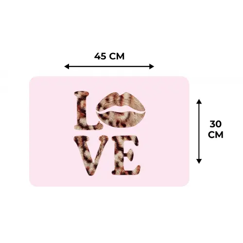 Tekst - Love - Pantervacht - Lichtroze Placemat vinyl groot -specs