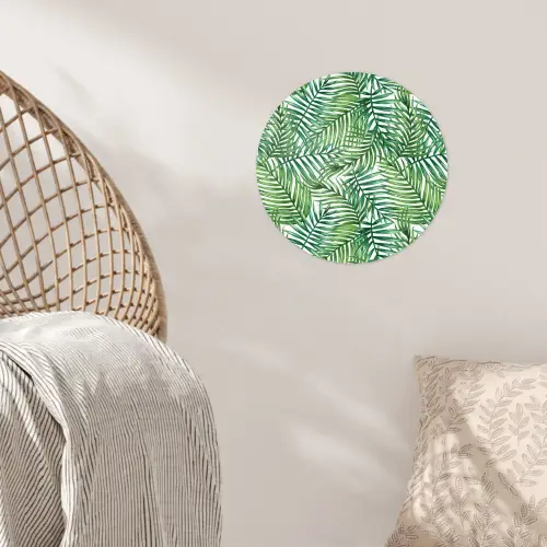 Palmboom - Bladeren - Groen Wandcirkel behangsticker klein 186 -sfeer4