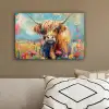 Schotse hooglander - Natuur - Kleurrijk - Bloemen canvas 2cm klein -sfeer3