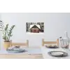 Huis - Bos - Winter - Natuur - Sneeuw Muursticker klein -eettafel