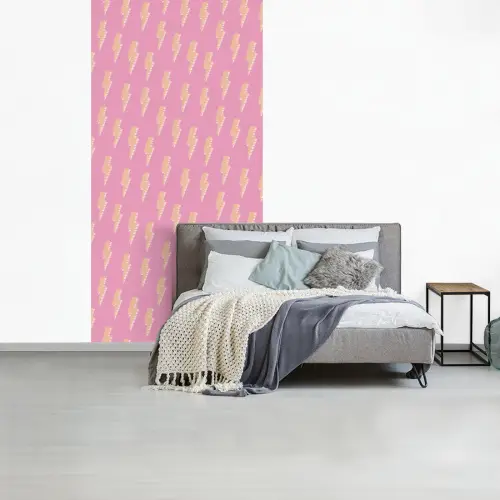 Geel - Bliksem - Roze fotobehang vinyl groot 64 -slaapkamer