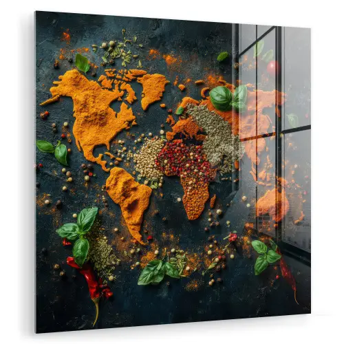 Wereldkaart - Kruiden - Levendige kleuren plexiglas 5mm klein -zzzproduct_nieuw