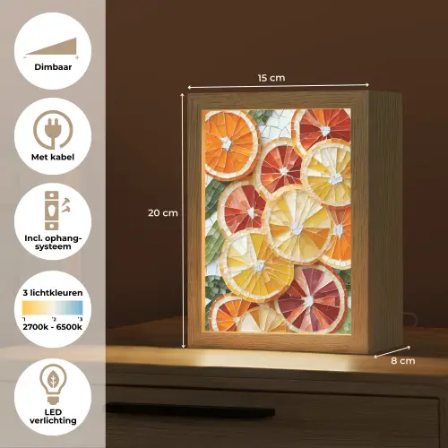 Schijfjes - Fruit - Oranje - Mozaïek Light Box met kabel (Tafellamp) klein -USP_NL