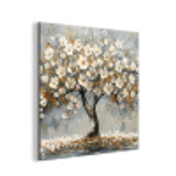Boom - Bloemen - Wit - Natuur - Kunst aluminium wit klein -3d