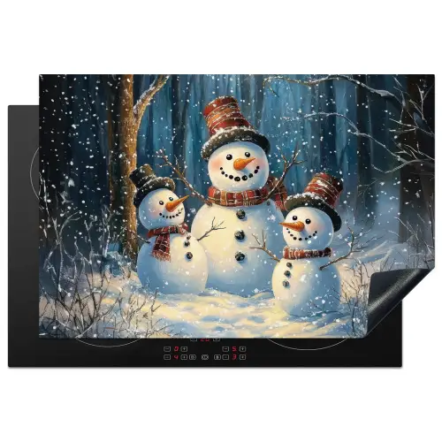 Sneeuwpop - Sneeuw - Winter - Bos Inductie beschermer vinyl 3mm klein -3d
