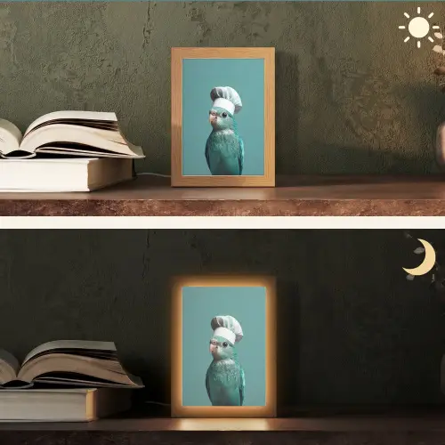 Parkiet - Vogel - Koksmuts - Cute Light Box met kabel (Tafellamp) klein -sfeer3