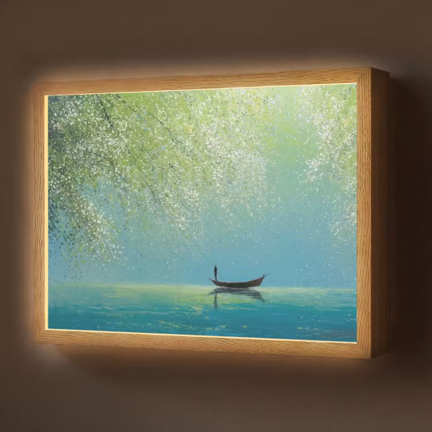 Lightbox - Wandlamp - Bootje - Water - Bladeren - Bloesems