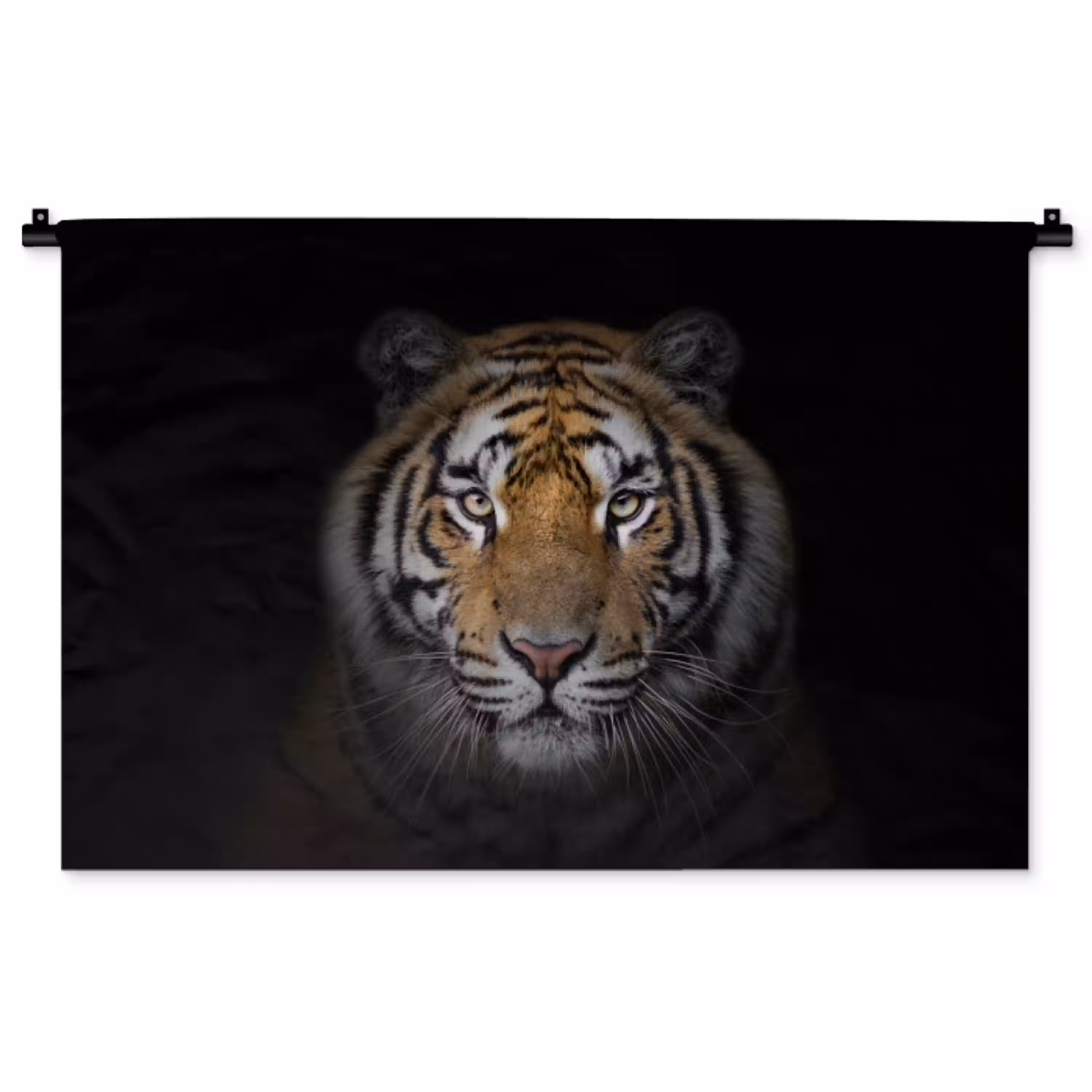 Tijger - Wilde dieren - Portret - Zwart - Dieren Wandkleed katoen middel -zz3d