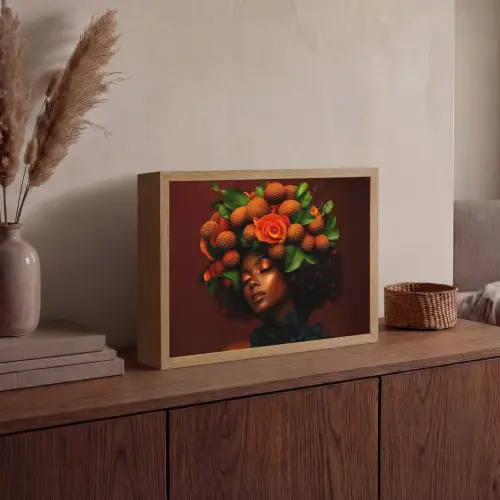 Vrouw - lychee - exotisch Light Box met batterij (Wandlamp) middel -sfeer2