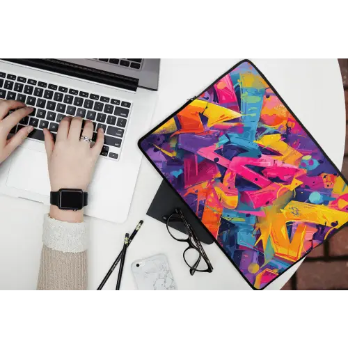 Abstract - Vormen - Kleurrijk laptophoes neopreen klein -bureau