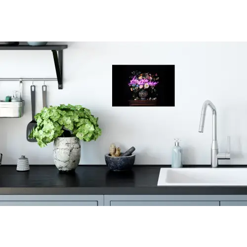 Neon - Vaas - Bloemen Muursticker klein -keuken