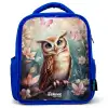 Uil met vlinders in mystiek bos Kinderrugzak - Blauw middel -3d