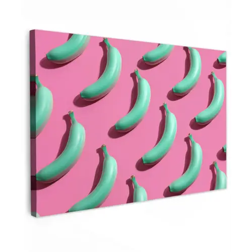 Bananen - Patroon - Blauw - Roze canvas 2cm klein -z3d