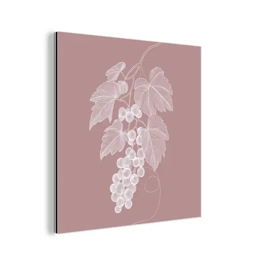 Tros - Druiven - Illustratie - Bladeren aluminium wit klein -3d
