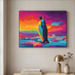 Ijsschots - Pinguïn - Abstract - Lucht Textielframe - compleet frame klein -sfeer2