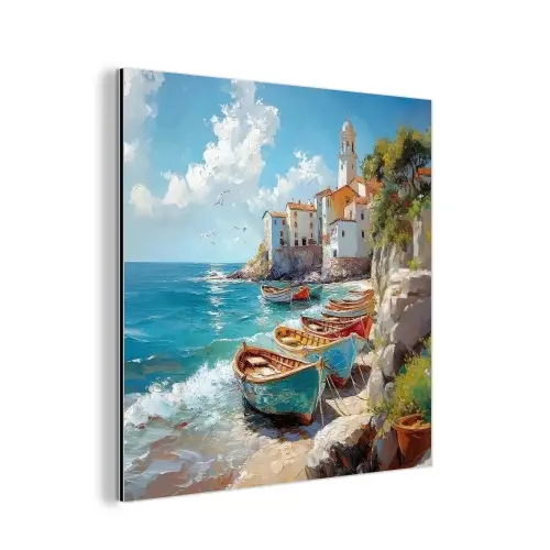 Boten - Rotsen - Zee - Zon aluminium wit klein -3d