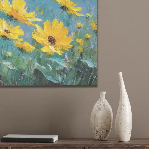 Penseelstreken - Bloemen - Felgeel - Abstract PET vilt klein -sfeer6_closeup