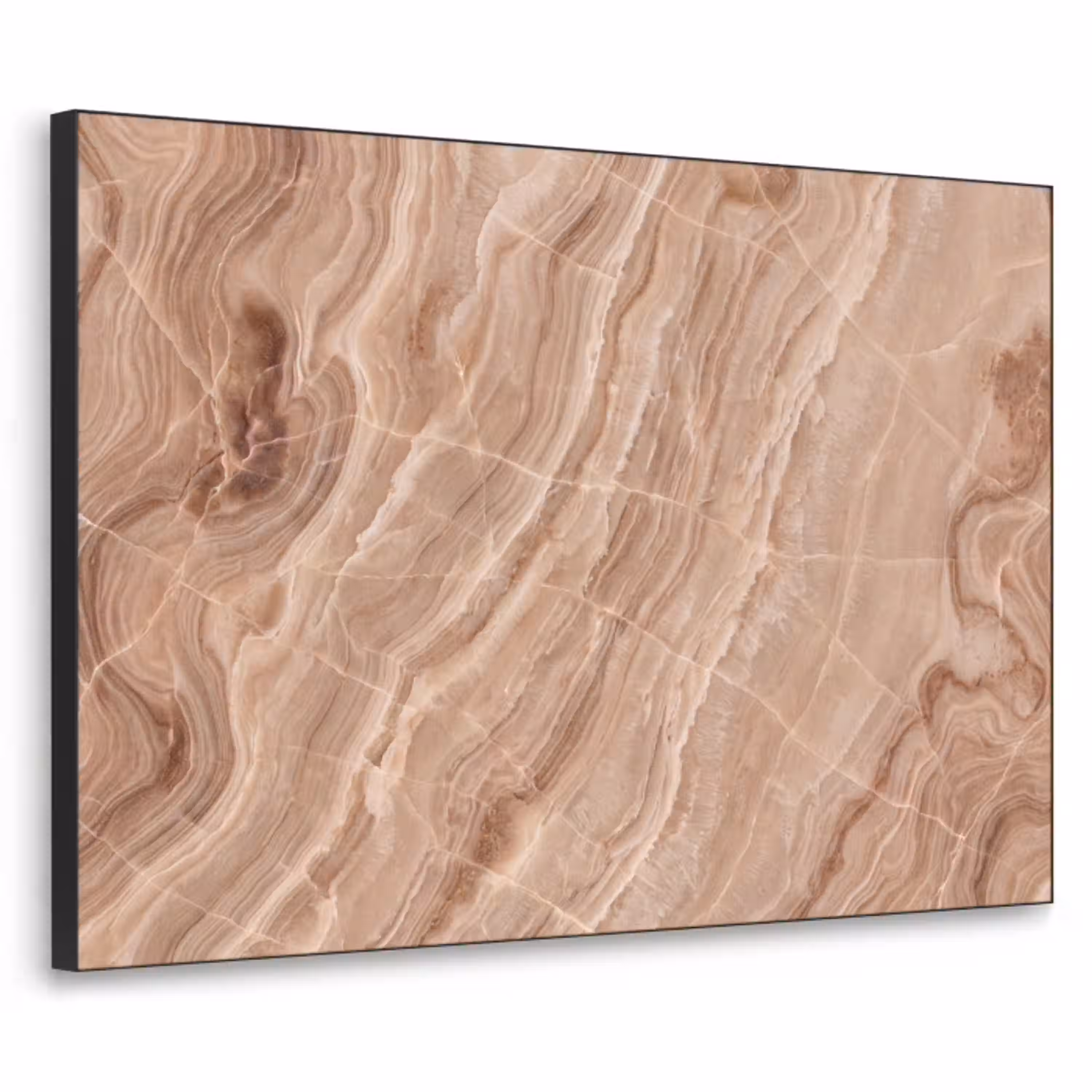 Textuur - Golvend - Abstract - Warm - Bruin Textielframe zwart klein -3d