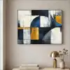 Abstract - Vormen - Goud - Blauw - Geometrisch Textielframe zwart klein -sfeer2