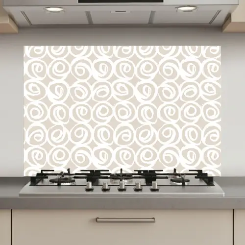 Beige - Patroon - Spiraal keuken achterwand spatscherm klein 900 -3d_website