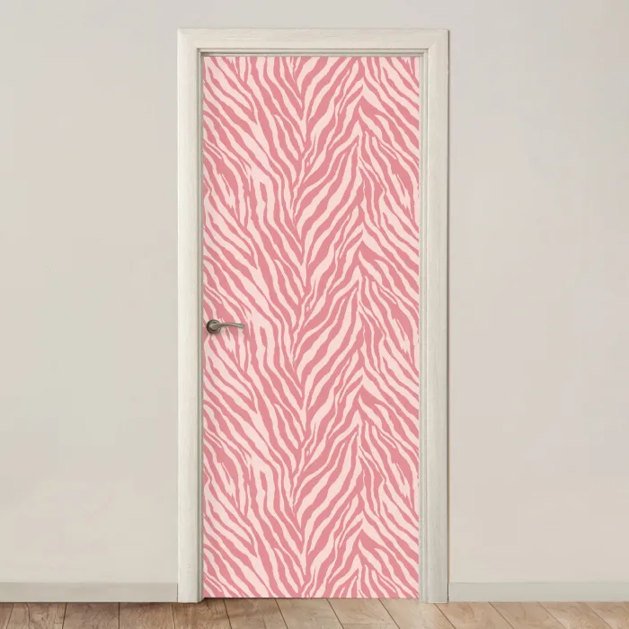 Zebra - Print - Roze deurposter klein 289 -3d_beige