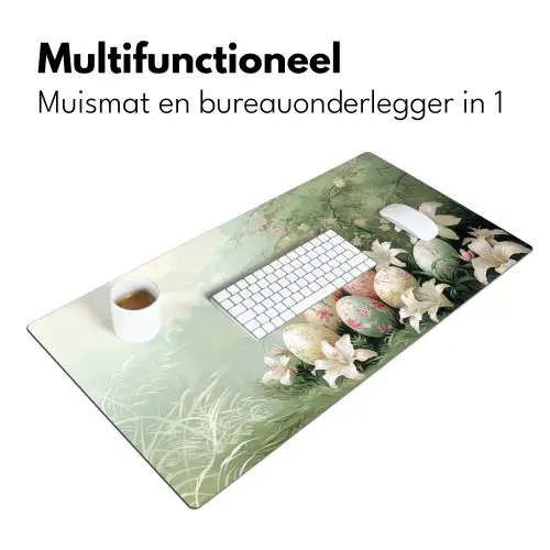 Paaseieren - Pasteltinten - Bloemen Muismat XXL klein -sfeer4