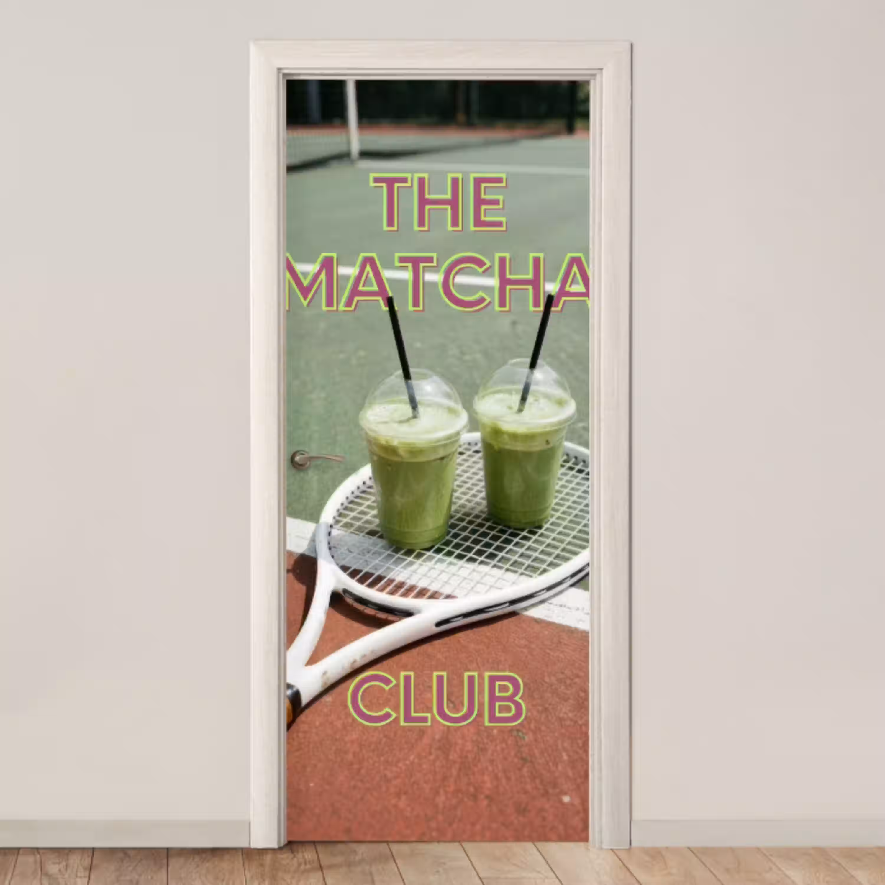 Matcha Club - Tennis - Matcha deurposter klein -3d_beige